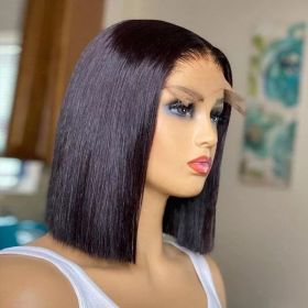 Real Lace Headband Human Hair Silk (Option: 4x4bob wigs150-8inch)