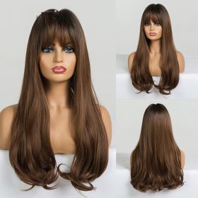 High Temperature Silk Rose Net Mechanism Head Cover Wig Straight Hair (Color: brown)