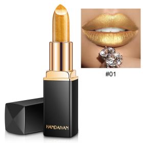Han Daiyan Mermaid Shiny Metallic Lipstick Pearlescent Color Changing Temperature (Option: 01 Gold)