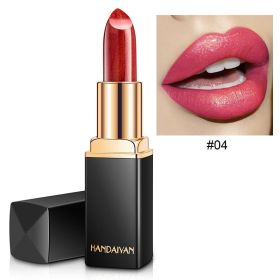 Han Daiyan Mermaid Shiny Metallic Lipstick Pearlescent Color Changing Temperature (Option: 04 Aunt Red)