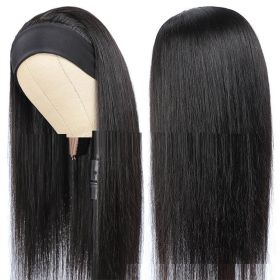 Human Hair Straight Strip Mechanism Headband (Option: Black-20inch)