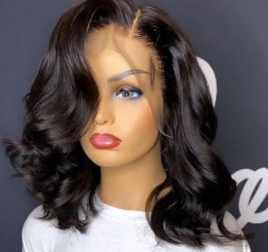 High Temperature Silk Mid-section Medium-length Curly Hair Women's Wig (Option: Black-16inches)