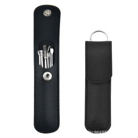 6-in-1 Stainless Steel Ear Wax Cleaner Set - Effectively Remove Ear Wax with Comfortable Ear Picks (Color: Black)