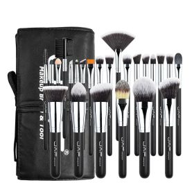 24 Sets Of Makeup Brushes Soft Hair Makeup Tools Wooden Handle Nylon Hair PU Bag Makeup Brush Set (Style: J2425YC-B)