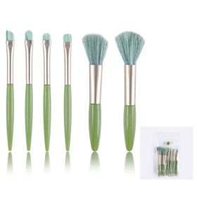 6 Piece Soft Hair Makeup Brush Set Portable Eyeshadow Brush Blush Brush Full Set of Makeup Tools (Color: Green)
