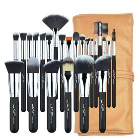 24 Sets Of Makeup Brushes Soft Hair Makeup Tools Wooden Handle Nylon Hair PU Bag Makeup Brush Set (Style: J2404YC-B)