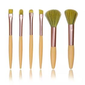 6 Piece Soft Hair Makeup Brush Set Portable Eyeshadow Brush Blush Brush Full Set of Makeup Tools (Color: Yellow)
